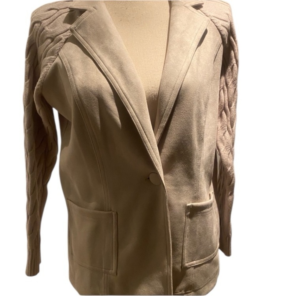 Women’s Cream Knit Faux Suede Soft Cardigan Cozy size medium